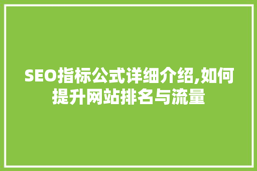 SEO指标公式详细介绍,如何提升网站排名与流量