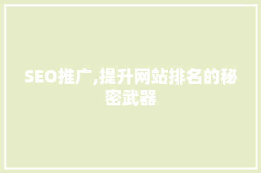 SEO推广,提升网站排名的秘密武器