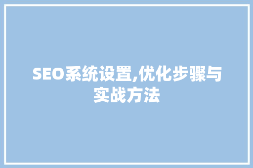 SEO系统设置,优化步骤与实战方法  第1张