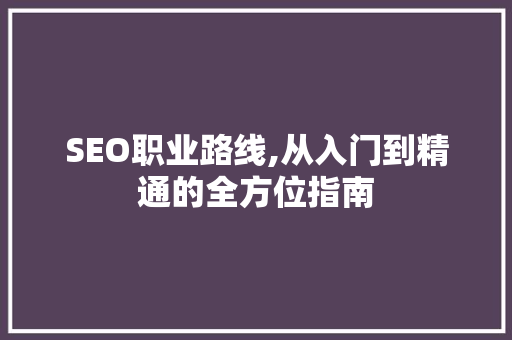SEO职业路线,从入门到精通的全方位指南