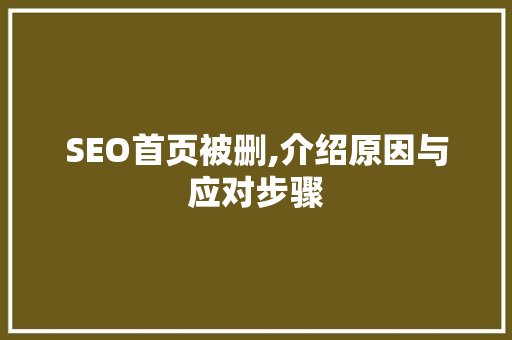 SEO首页被删,介绍原因与应对步骤