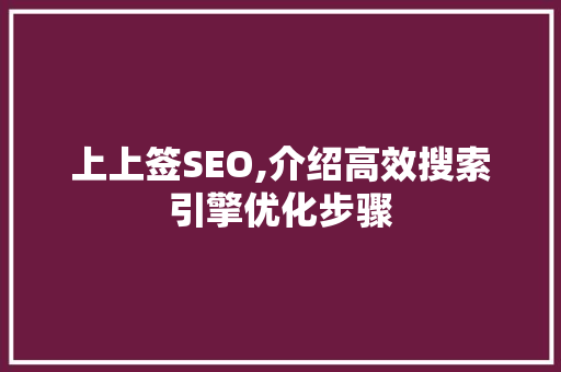 上上签SEO,介绍高效搜索引擎优化步骤