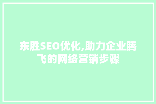 东胜SEO优化,助力企业腾飞的网络营销步骤