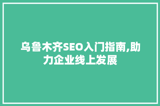 乌鲁木齐SEO入门指南,助力企业线上发展