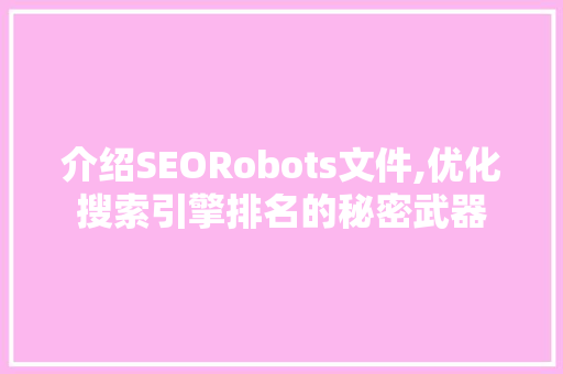 介绍SEORobots文件,优化搜索引擎排名的秘密武器
