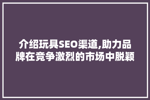 介绍玩具SEO渠道,助力品牌在竞争激烈的市场中脱颖而出