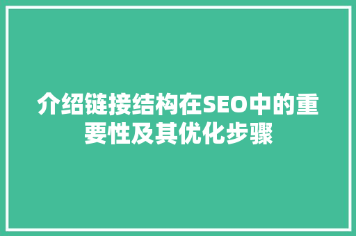 介绍链接结构在SEO中的重要性及其优化步骤