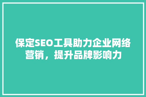 保定SEO工具助力企业网络营销，提升品牌影响力