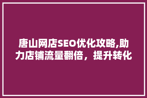 唐山网店SEO优化攻略,助力店铺流量翻倍，提升转化率！