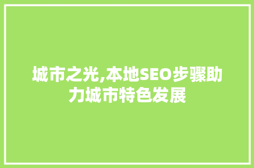 城市之光,本地SEO步骤助力城市特色发展
