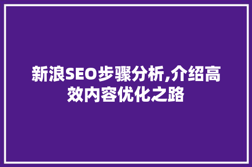 新浪SEO步骤分析,介绍高效内容优化之路