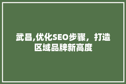 武昌,优化SEO步骤，打造区域品牌新高度