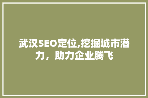 武汉SEO定位,挖掘城市潜力，助力企业腾飞