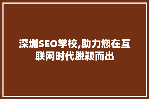 深圳SEO学校,助力您在互联网时代脱颖而出