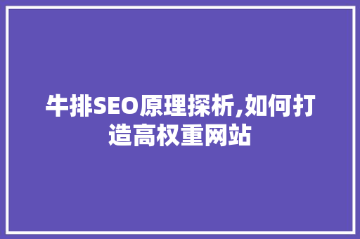 牛排SEO原理探析,如何打造高权重网站