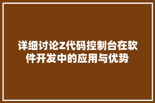 详细讨论Z代码控制台在软件开发中的应用与优势