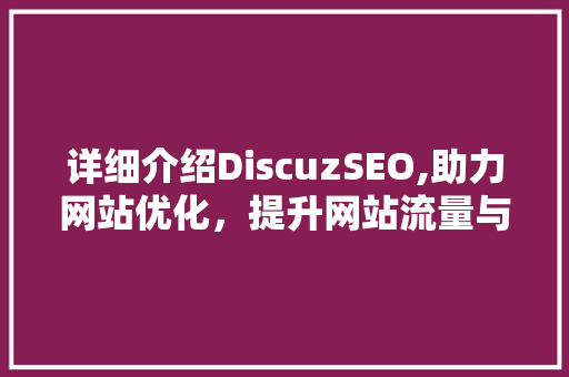 详细介绍DiscuzSEO,助力网站优化，提升网站流量与排名