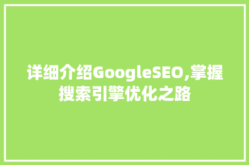 详细介绍GoogleSEO,掌握搜索引擎优化之路
