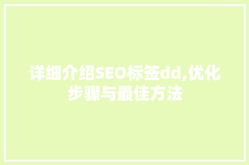 详细介绍SEO标签dd,优化步骤与最佳方法