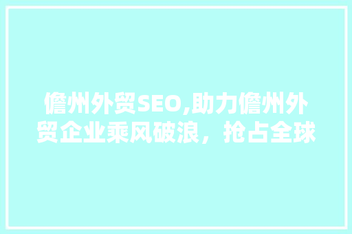 儋州外贸SEO,助力儋州外贸企业乘风破浪，抢占全球市场先机