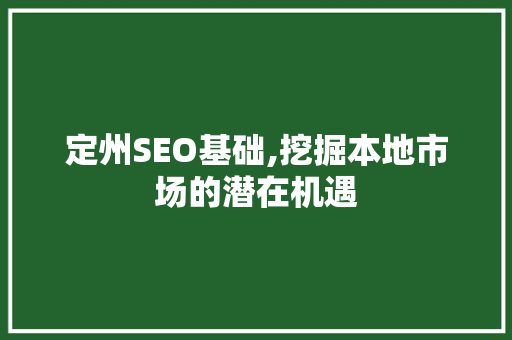 定州SEO基础,挖掘本地市场的潜在机遇