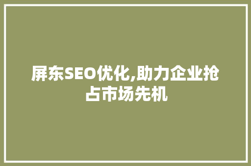 屏东SEO优化,助力企业抢占市场先机