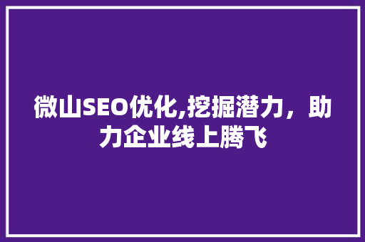 微山SEO优化,挖掘潜力，助力企业线上腾飞
