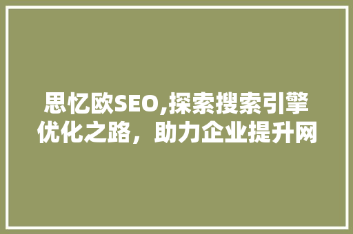思忆欧SEO,探索搜索引擎优化之路，助力企业提升网络竞争力