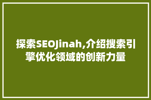 探索SEOJinah,介绍搜索引擎优化领域的创新力量