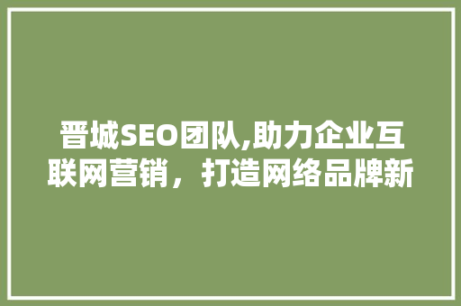 晋城SEO团队,助力企业互联网营销，打造网络品牌新高度