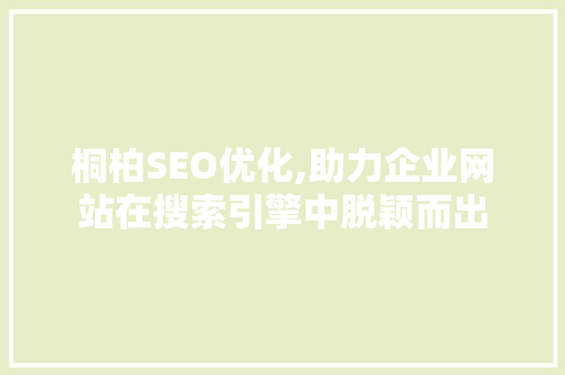 桐柏SEO优化,助力企业网站在搜索引擎中脱颖而出