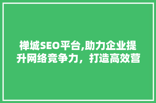 禅城SEO平台,助力企业提升网络竞争力，打造高效营销步骤