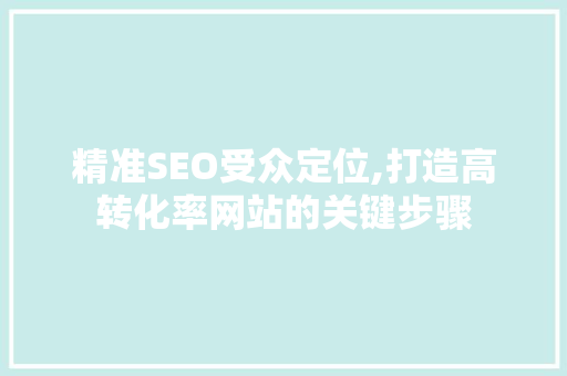 精准SEO受众定位,打造高转化率网站的关键步骤