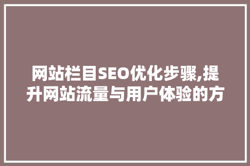 网站栏目SEO优化步骤,提升网站流量与用户体验的方法