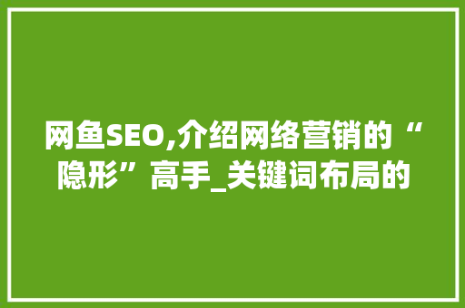 网鱼SEO,介绍网络营销的“隐形”高手_关键词布局的艺术