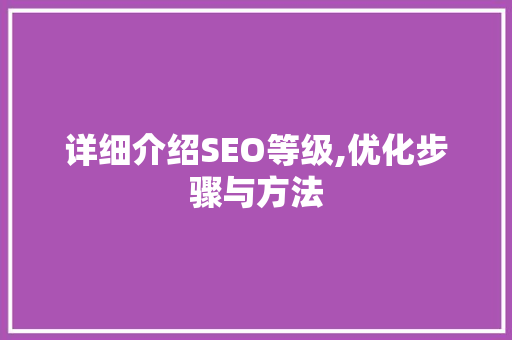 详细介绍SEO等级,优化步骤与方法