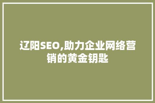 辽阳SEO,助力企业网络营销的黄金钥匙