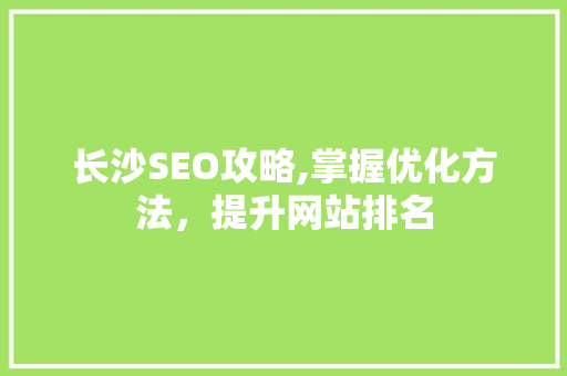 长沙SEO攻略,掌握优化方法，提升网站排名