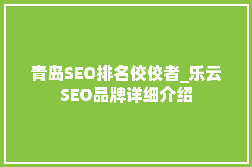 青岛SEO排名佼佼者_乐云SEO品牌详细介绍