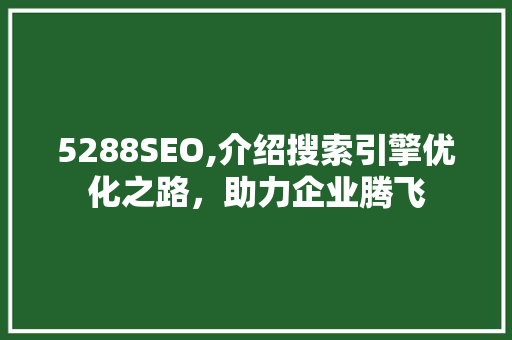 5288SEO,介绍搜索引擎优化之路，助力企业腾飞