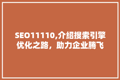 SEO11110,介绍搜索引擎优化之路，助力企业腾飞