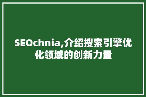 SEOchnia,介绍搜索引擎优化领域的创新力量