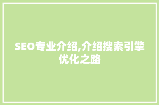 SEO专业介绍,介绍搜索引擎优化之路