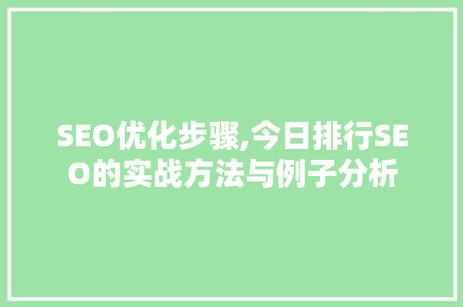SEO优化步骤,今日排行SEO的实战方法与例子分析  第1张