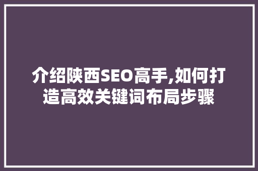 介绍陕西SEO高手,如何打造高效关键词布局步骤
