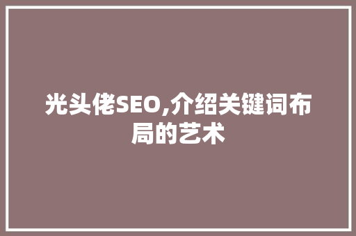 光头佬SEO,介绍关键词布局的艺术  第1张