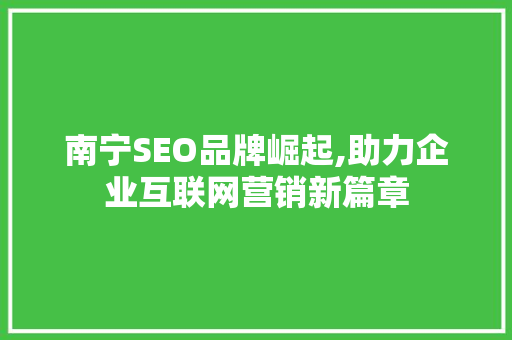 南宁SEO品牌崛起,助力企业互联网营销新篇章  第1张