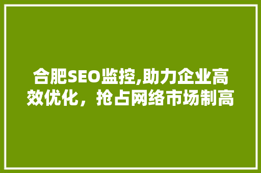 合肥SEO监控,助力企业高效优化，抢占网络市场制高点