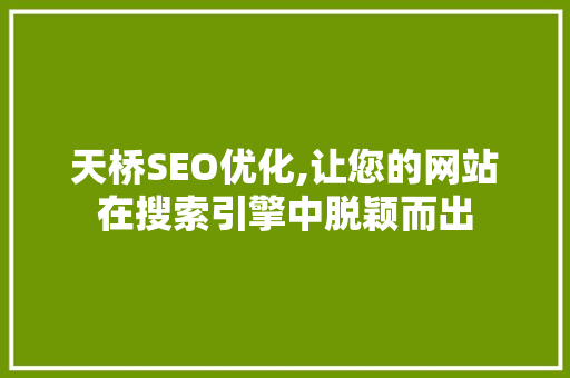 天桥SEO优化,让您的网站在搜索引擎中脱颖而出