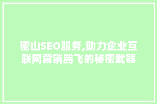 密山SEO服务,助力企业互联网营销腾飞的秘密武器